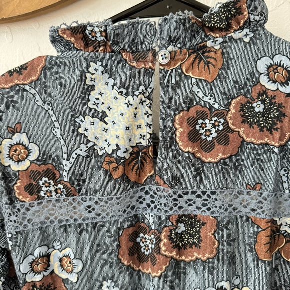 Sea New York Lucinda Seersucker Flutter Sleeve High Neck Ruffle Midi Dress - Picture 11 of 16